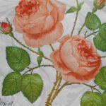 Salmon roses decoupage paper napkins