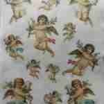 Angels decoupage rice paper blue flowers ribbons