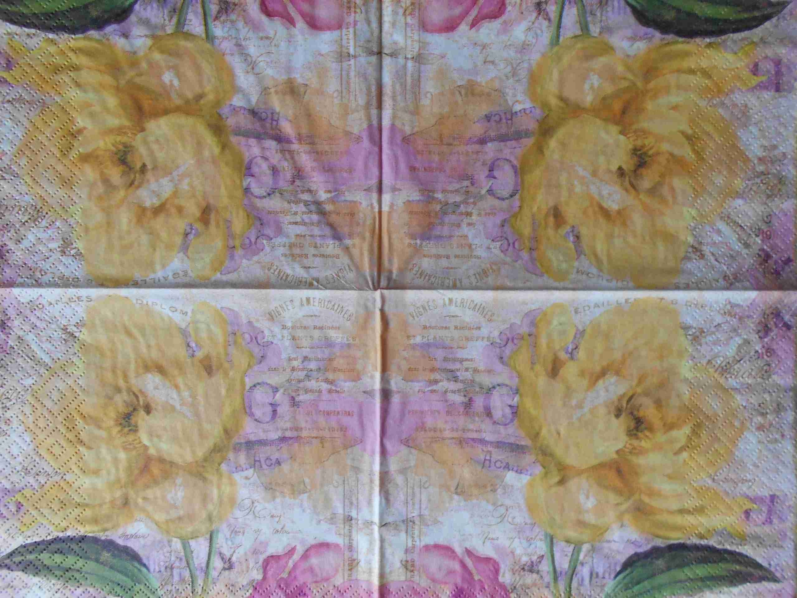 floral paper napkins yellow flower