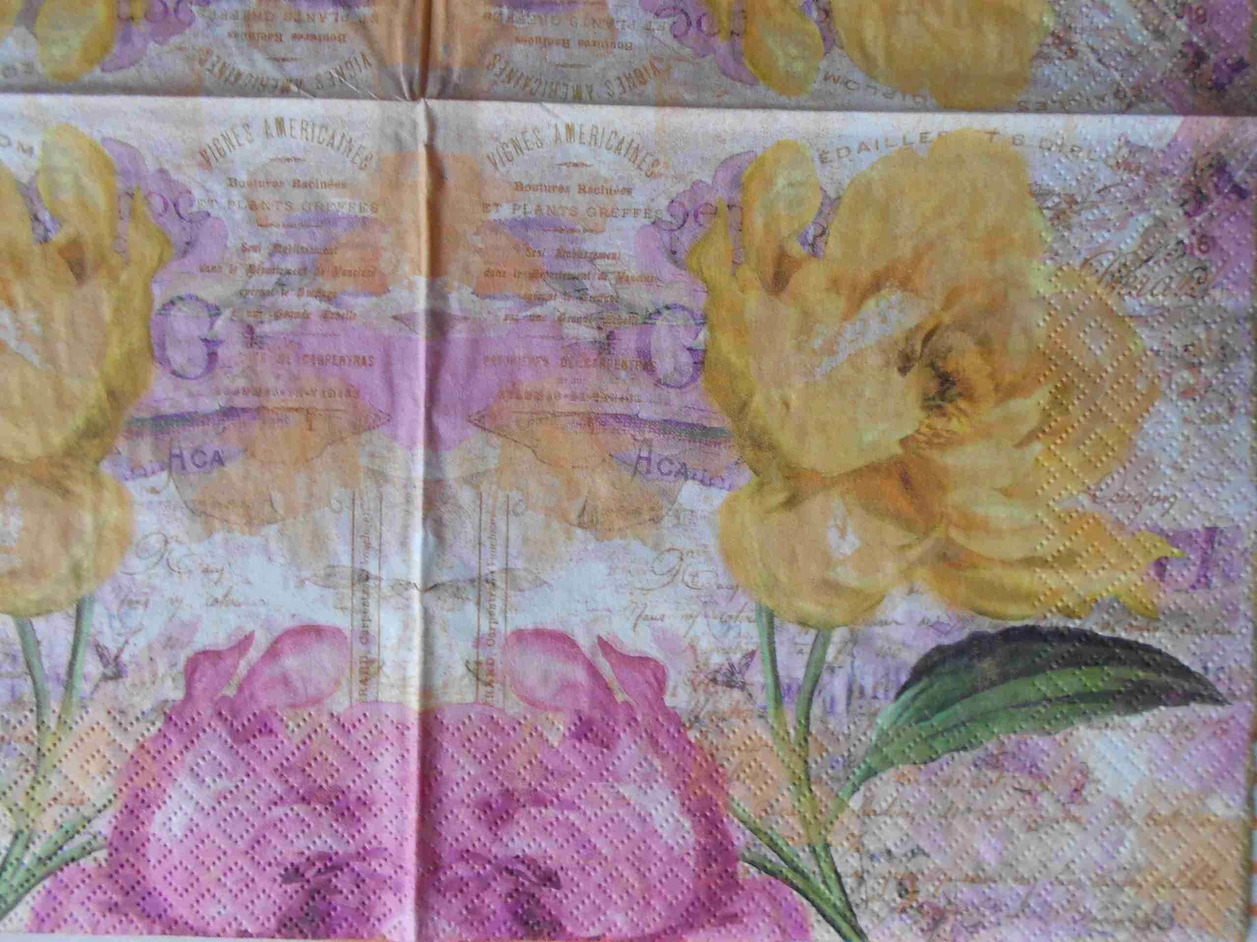 Big yellow flower decoupage paper napkin