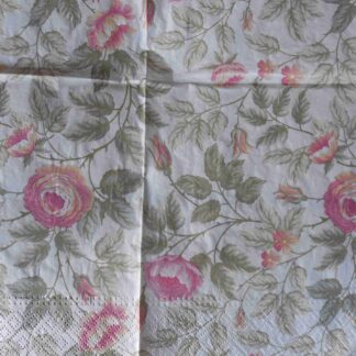 pink roses decoupage napkin