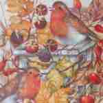Autumn berries birds decoupage napkins