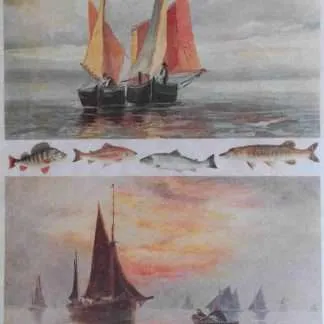 fishermen boats in the sea rice paper