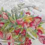 Red tulips basket bicycle Paris decoupage napkins