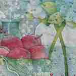 Pink plums blue hydrangea decoupage napkins