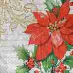Christmas flower poinsettia gold script decoupage napkins