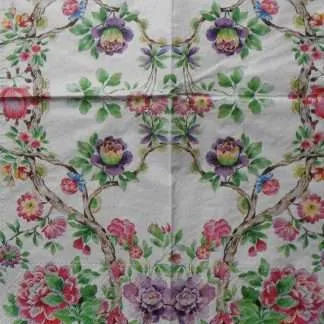 pink purple blooming tree branch decoupage napkins