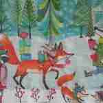 Forest animal Christmas fox rabbit decoupage napkins