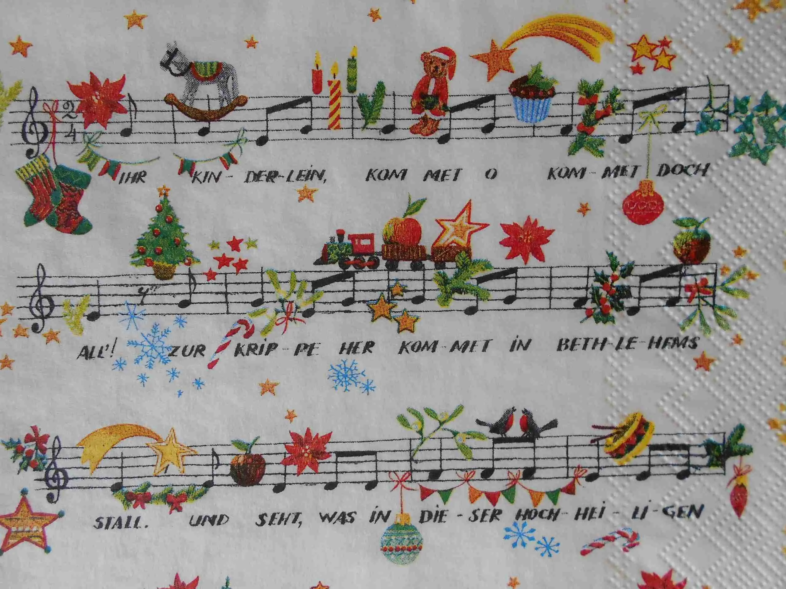 christmas song decoupage napkins