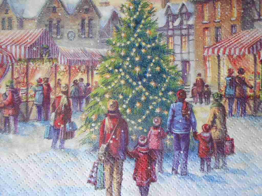 christmas tree town decoupage napkins