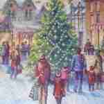 Christmas market big decorated tree decoupage napkins