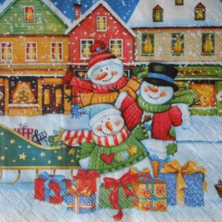 snowman in town decoupage napkins