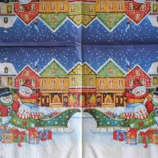 winter town decoupage napkins