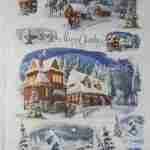 Merry Christmas night village decoupage rice paper