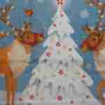 Two deers snowy Christmas tree decoupage paper napkins