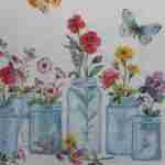 Glass jars with flowers decoupage paper napkins