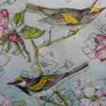 Birds apple blossoms green decoupage paper napkins