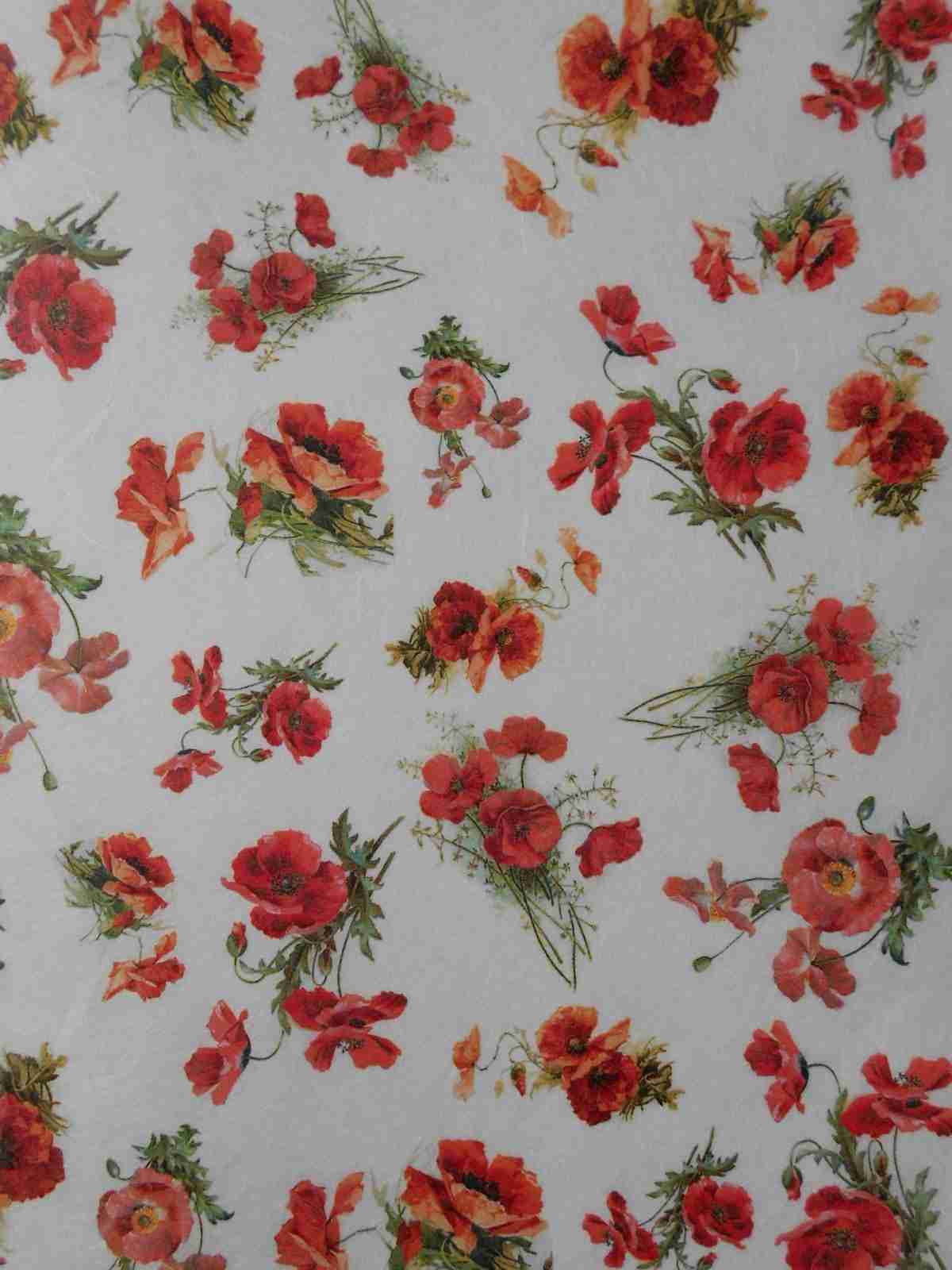 Small poppies all over decoupage rice paper – Decoupage Paper Online Shop