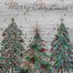 Merry Christmas three golden trees decoupage napkins
