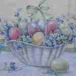 Easter eggs basket decoupage napkins
