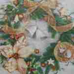 Gold decorated Christmas wreath decoupage napkins