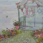 Summerhouse in the garden decoupage paper napkins