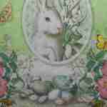 White rabbit green Easter napkins for decoupage