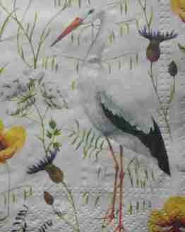 3 x Single Paper Napkins For Decoupage Chineese Style Stork Bird Flowers N637 