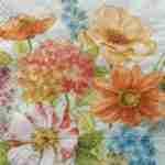 Cottage flowers on blue decoupage paper napkins
