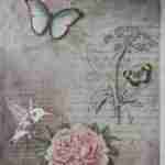 Vintage post card peony butterfly decoupage rice paper