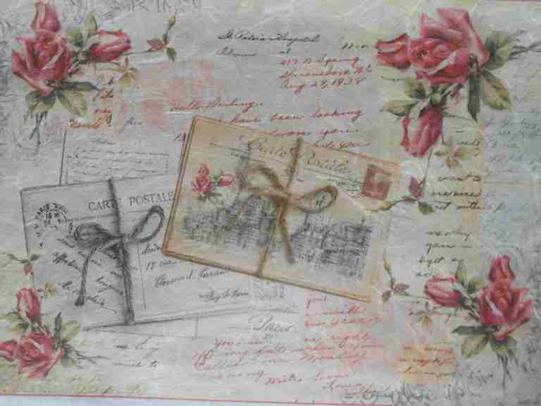 Pink roses letters decoupage rice paper – Decoupage Paper Online Shop