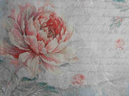 Peony Rice Paper Vintage pink peonies script decoupage rice paper – Decoupage Paper ...