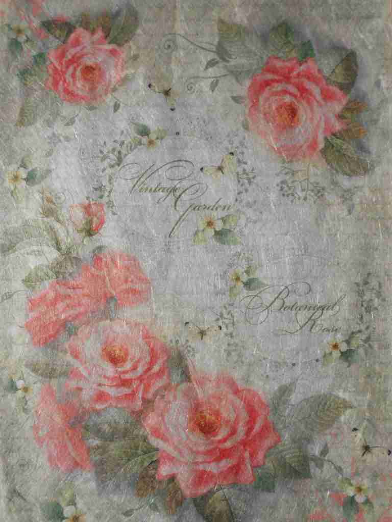 Pink roses Vintage Garden decoupage rice paper – Decoupage Paper Online ...