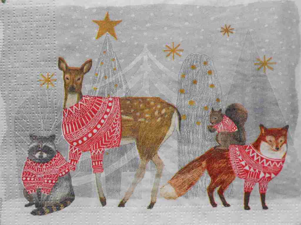 winter animals decoupage napkins