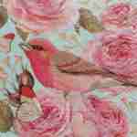 Red headed bird and roses decoupage paper napkins