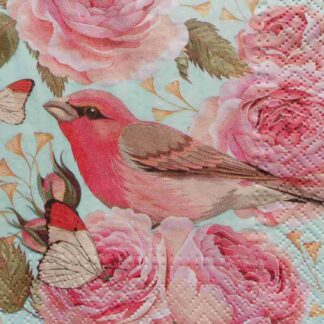 red headed bird decoupage napkin