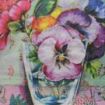 Pansy in a glass decoupage paper napkins